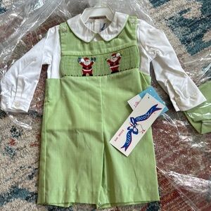 Green Kids One Piece with Santa Design